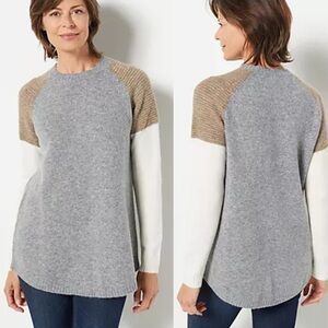 Logo by Lori Goldstein Colorblock Crew Neck Sweater